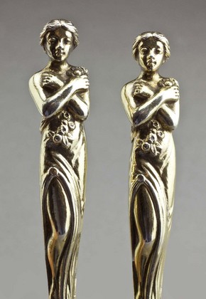 Victorian Silver Gilt Goddess Spoons (Pair) - Henry William Curry
